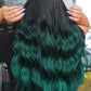 Ombre Green Color Human Hair Lace Wig 13x4 Transparent Lace Frontal Wig