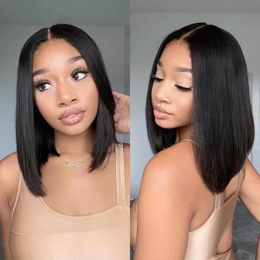 13x6 Front Lace Straight Bob Wig Full Thick Brazilian Virgin Hair Wig