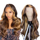 Honey Blonde Highlight P4/27 Color Body Wave 13x4 Front Lace Human Hair Wigs 150% Density