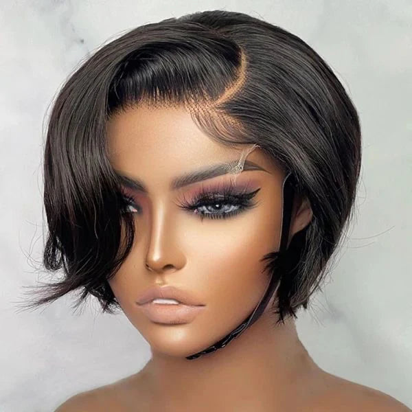 Straight Short Cut Lace Wig 130% 13x4 Front Lace Brazilian Human Hair Wigs Regular price