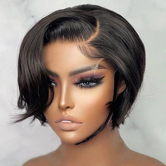 Straight Short Cut Lace Wig 130% 13x4 Front Lace Brazilian Human Hair Wigs Regular price