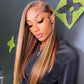 Honey Blonde & Brown Highlight Wigs Straight 13x4 Lace Front Wig