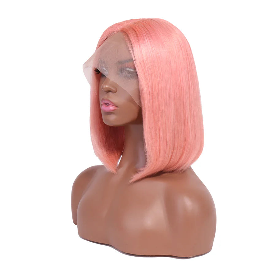 Lace Front Wigs Human hair T1B/Rose Pink Colored Short Bob Wig 13x4x1 T-Part Pre Plucked Middle Part 150% Density Wig for Women Regular price