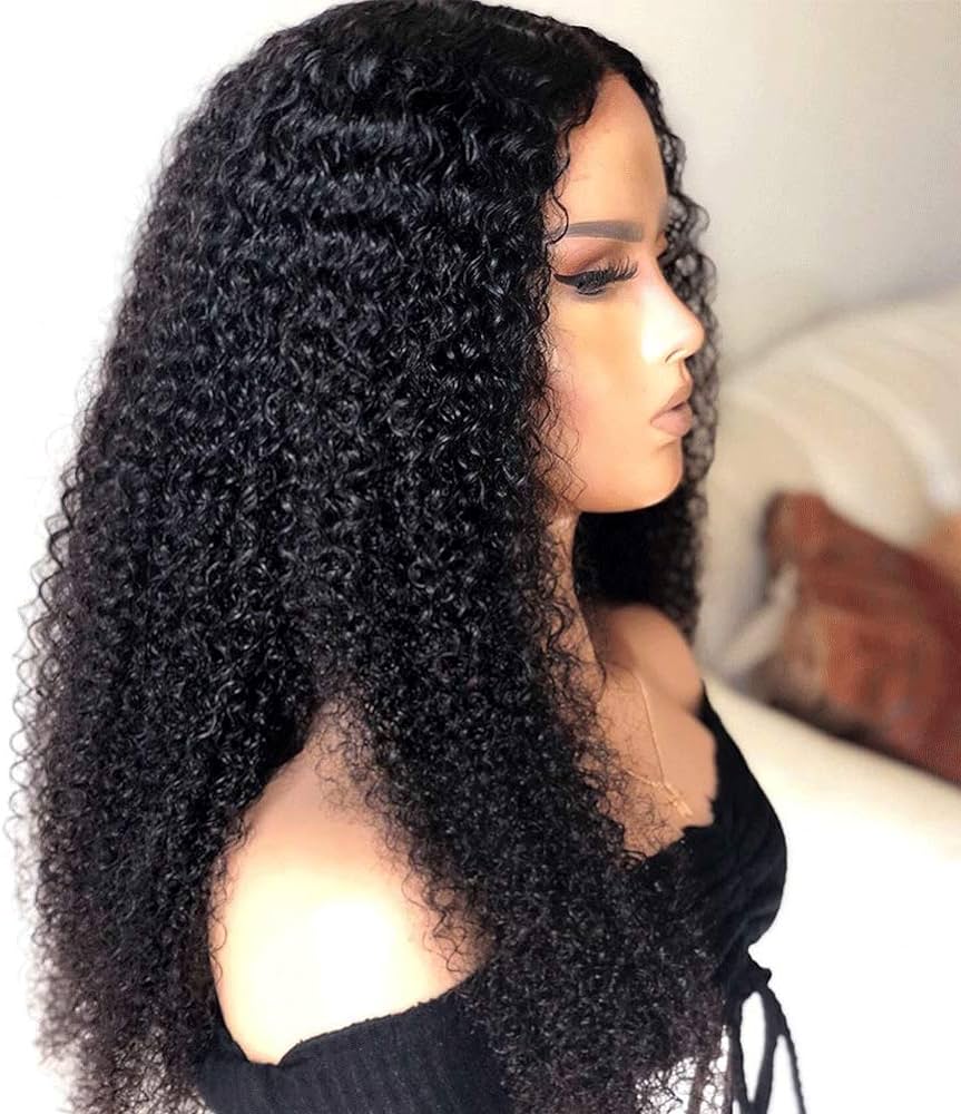 150% 13x6 Lace Wig Kinky Curly Virgin Human Hair Wigs Pre Plucked with Baby Hair