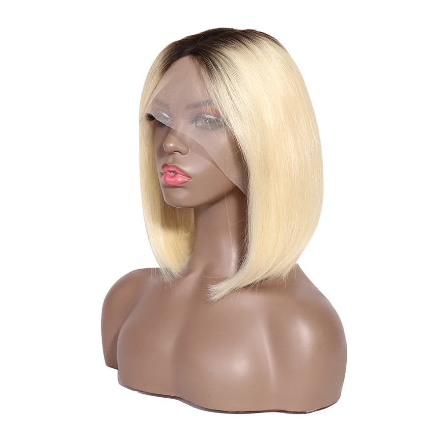 Short Bob Wig Silky Straight 13x1x4 Swiss Lace Front T Part Virgin Human Hair Wigs Pre Plucked for Women 150% Density