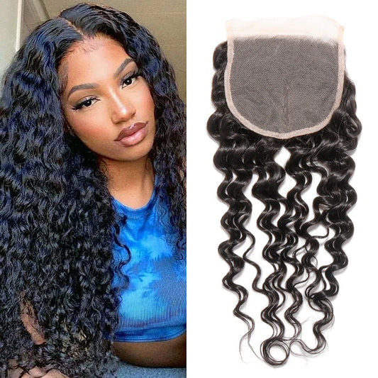 Free Part 5x5 Lace Closure Italian Curly Brazilian Virgin Unprocessed Italian Wave Human Hair with Baby Hair