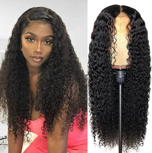 180% Preplucked 4x4 Kinky Curly Lace Front Human Hair Wigs With Baby Hair Lace Closure Wig