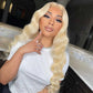 613 Blonde Color Body Wave Human Hair Wig 13x4 Transparent Lace Wig Regular price