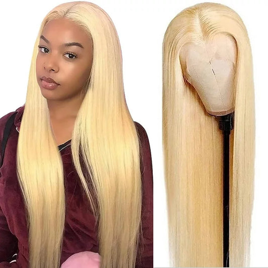 613 Blonde Color Silky Straight Human Hair Wig 13x4 Lace Front Wig