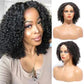 13x1 Lace Front Wig Kinky Curly Bob Wig With 150% Density Natural Black Color Human Hair Short Curly Wigs with Baby Hair