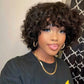 Bouncy Curly Short Wig Human Hair Machine Made Wig With Bangs