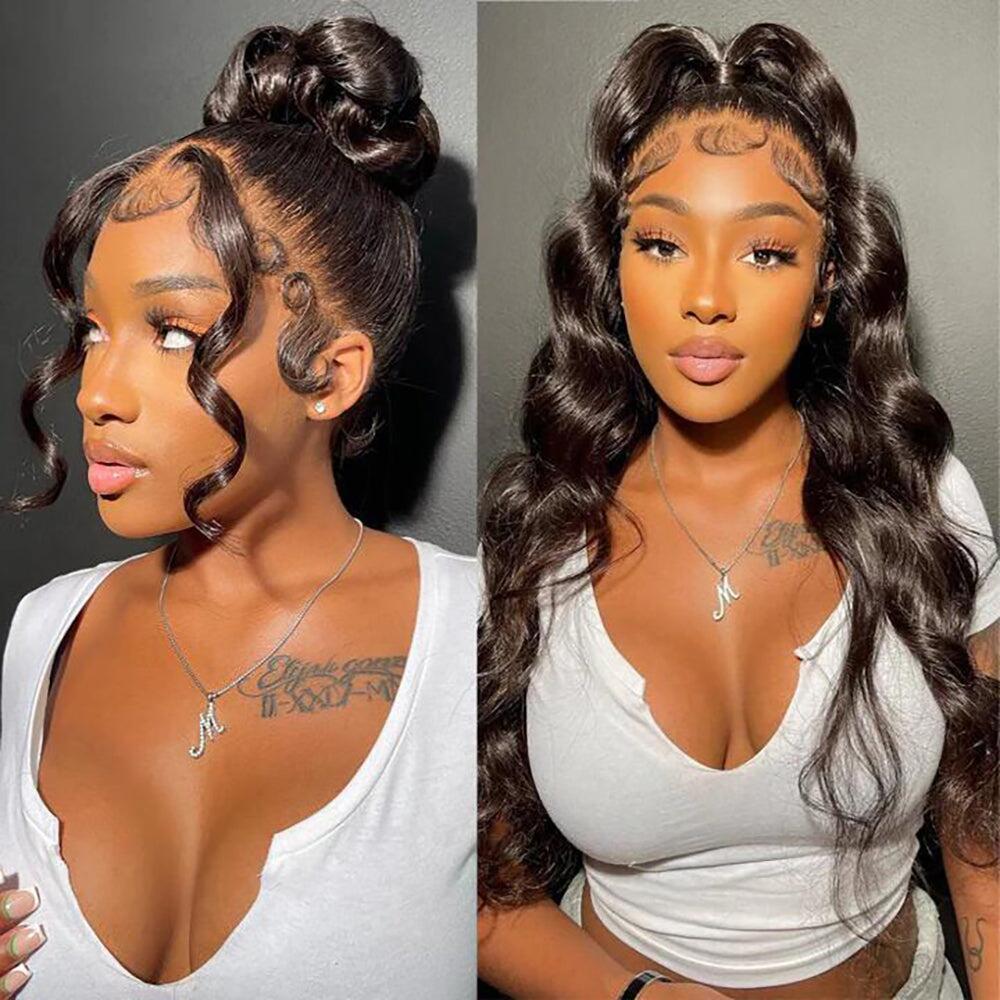 Full Lace Wig Human Hair Wigs For Women Brazilian Pre Plucked Body Wave Wig Natural Hairline with Baby Hair Glueless Natural Black