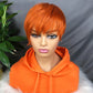 #350 Ginger Color 100% Human Hair Short Wig Machine Made Short Wig With Bangs