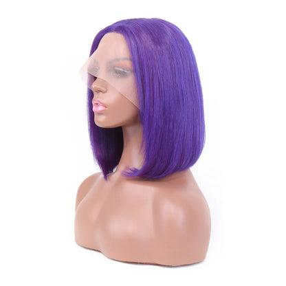 Short Bob Wig Silky Straight 13x1x4 Swiss Lace Front T Part Virgin Human Hair Wigs Pre Plucked for Women 150% Density