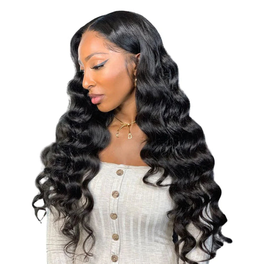 13x4 Lace Frontal Wig Loose Wave Brazilian Human Hair Pre-Plucked Natural Hairline Front Lace Wigs