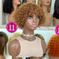 30# Brown Color 100% Human Hair Short Lace Wig Machine Made Wig With Bangs