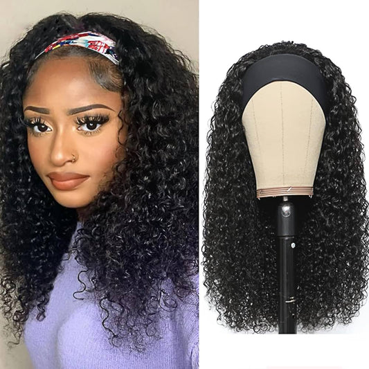 Brazilian Hair Deep Wave Headband Wig None Lace Glueless Human Hair Wigs