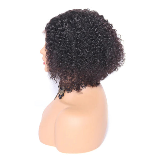 Kinky Curly Bob Wig 4x4 Front Lace 100% Human Hair Brazilian Virgin Hair