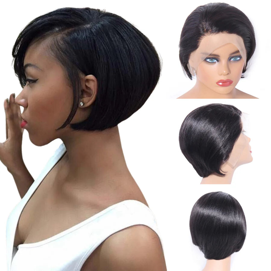 Straight Short Cut Lace Wig 130% 13x4 Front Lace Brazilian Human Hair Wigs Regular price