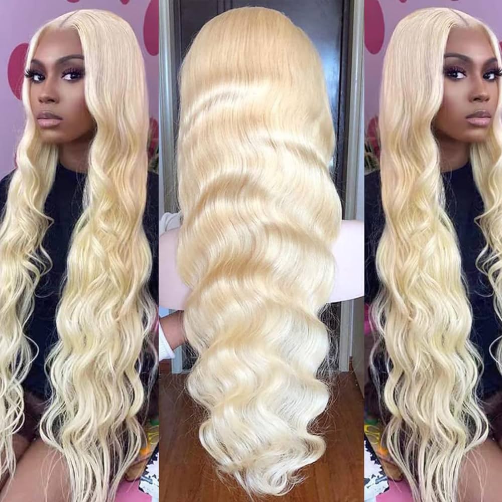 613 Lace Front Wig Human Hair Body Wave Wigs for Women 13x4 Virgin Blonde Lace Frontal Human Hair Wig Pre Plucked with Baby Hair