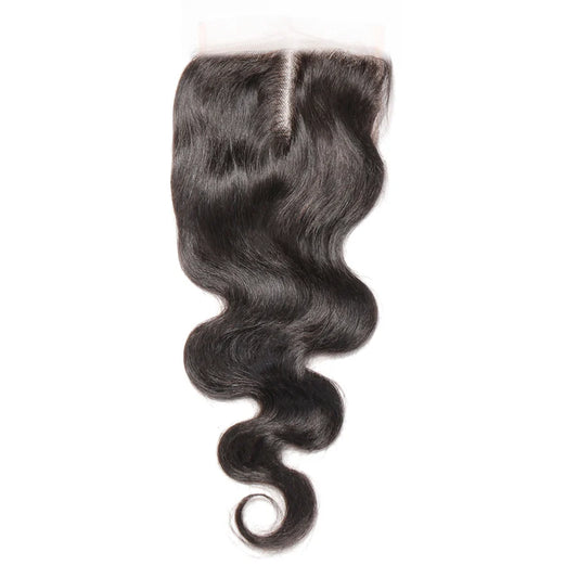 100% Unprocessed Brazilian Virgin Human Hair Body Wave 5x5 Closure Middle Part Natural Black Color with Baby Hair