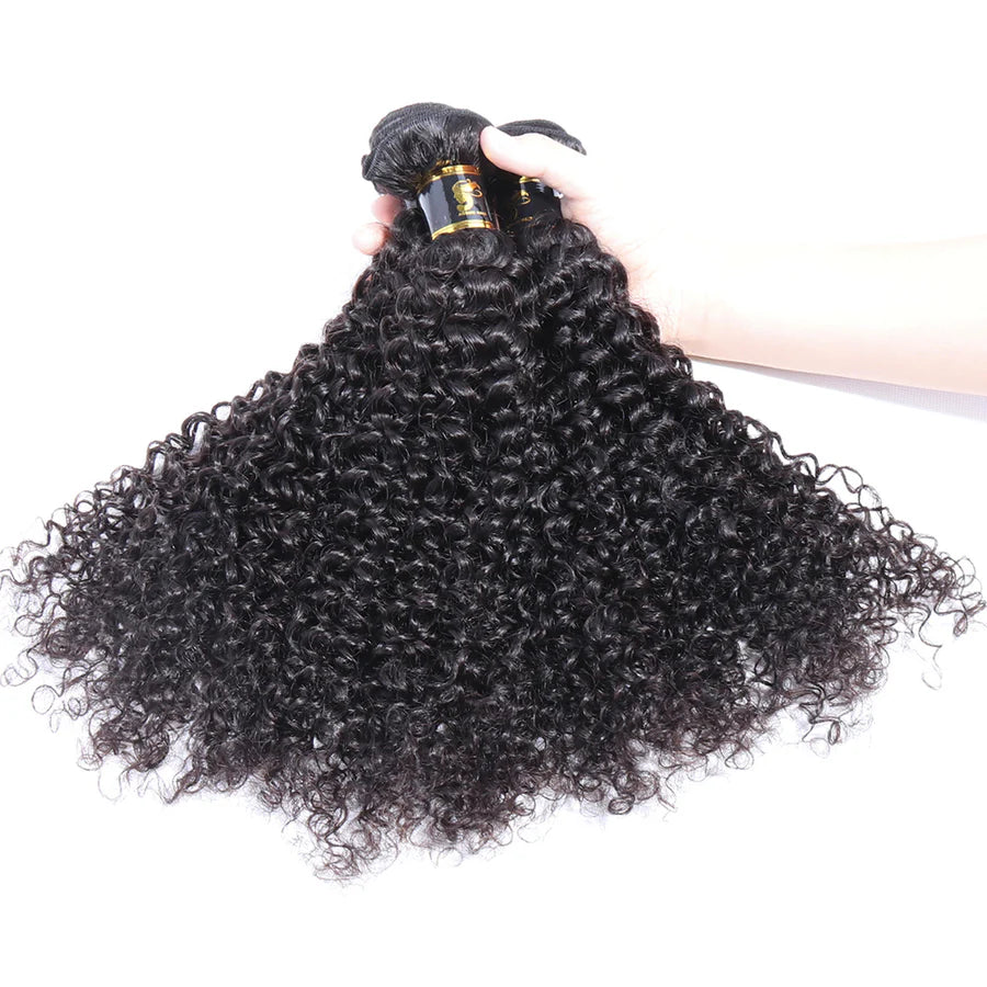 Brazilian Kinky Curly Hair 3 Bundles With 13x4 Frontal Jerry Curly Human Hair Bundles Ear To Ear Lace Frontal Closure