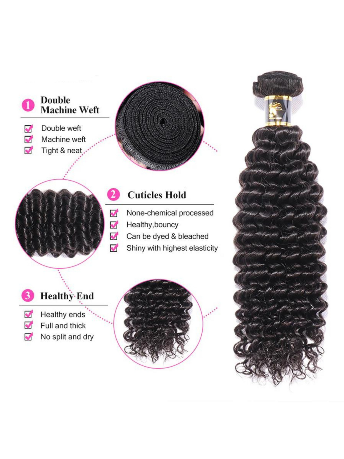 Deep Wave Human Hair Bundles With Closure Brazilian Hair Weave With Closure