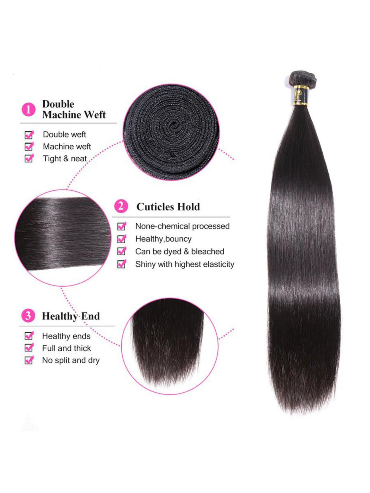 Straight Hair 3 Bundles With Closure Virgin Human Hair 4*4 Swiss Lace Brazilian Hair