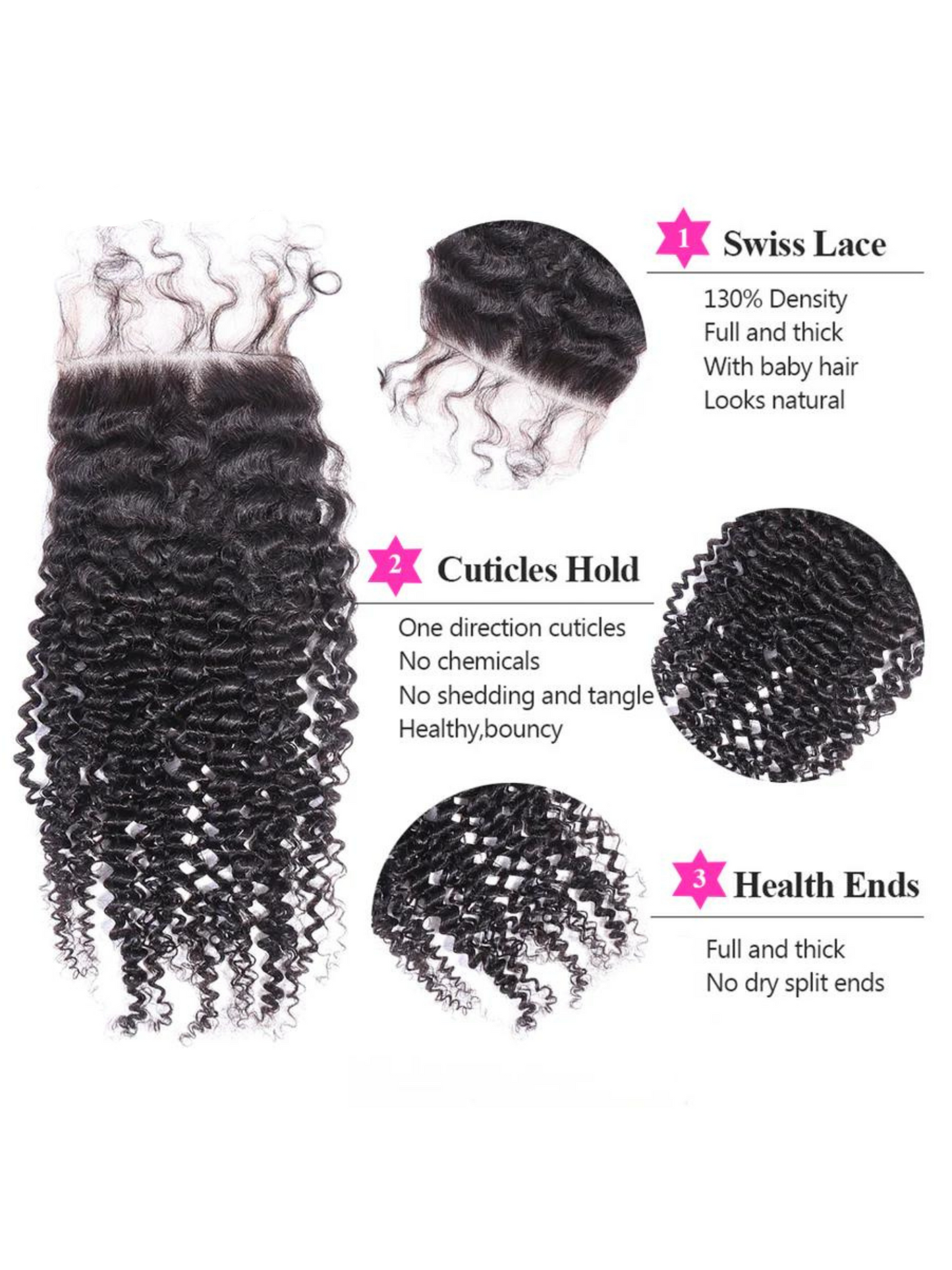 Kinky Curly Bundles With Closure 3 Bundles Virgin Human Hair