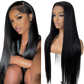 QualiCurls 180% Density Virgin Peruvian Straight Human Hair Wigs for Black Women Natural Color Straight 4x4 Lace Closure Wig