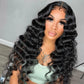 13x6 Loose Wave Lace Front Wigs Brazilian Curly Human Hair Lace Frontal Wig Glueless Heat Resistant with Natural Hairline for Black Women