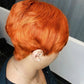 #350 Ginger Color 100% Human Hair Short Wig Machine Made Short Wig With Bangs