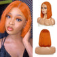 Bleached Knots Orange Color Short Bob Cut Lace Wig Pre Plucked Hairline Full End High Density Brazilian Straight Wigs