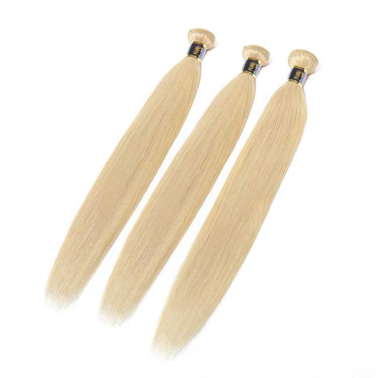 Brazilian 613 Blonde 3 Bundles Deal with 13x4 Frontal Straight 100% Human Hair Tangle-Free