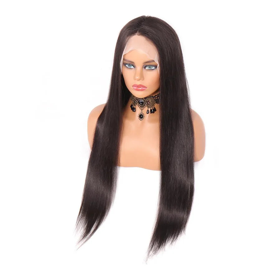 Straight 13x4 Front Lace Human Hair Wigs For Women Natural Black Color