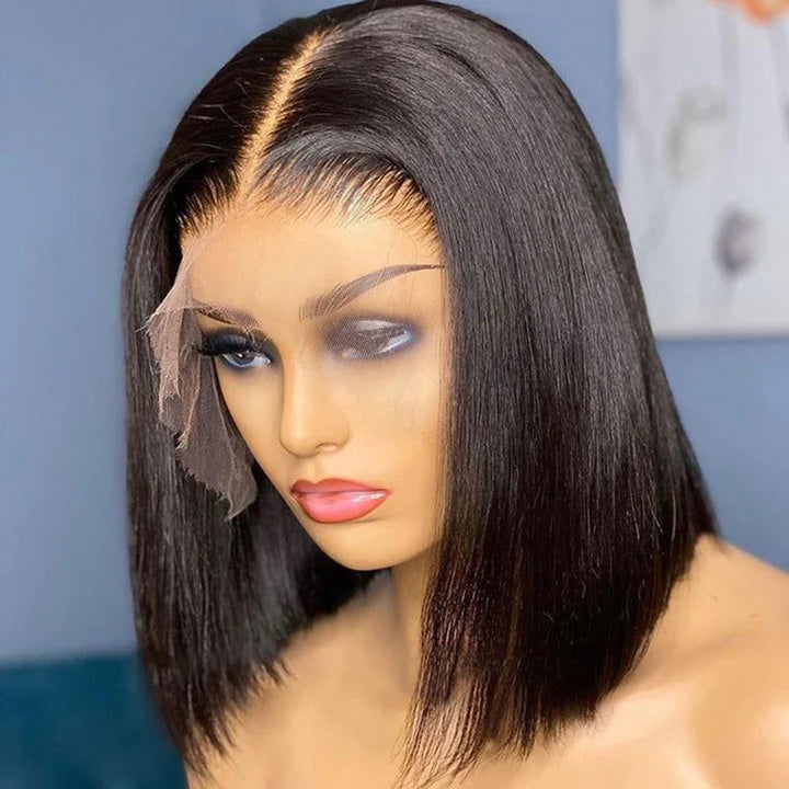 13x6 Front Lace Straight Bob Wig Full Thick Brazilian Virgin Hair Wig