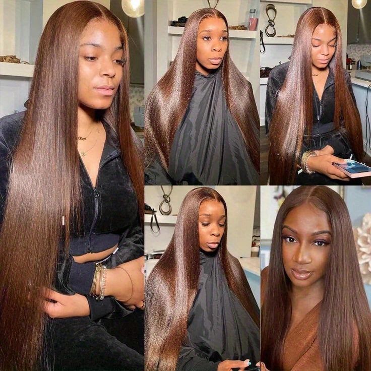 Chestnut Brown Color Human Hair Lace Front Wig Pre-plucked Hairline 13x4 Lace Wig