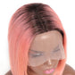 Lace Front Wigs Human hair T1B/Rose Pink Colored Short Bob Wig 13x4x1 T-Part Pre Plucked Middle Part 150% Density Wig for Women Regular price