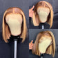 Highlight Color Straight Human Hair Bob Wig P4/27 13x4 Lace Front Wig