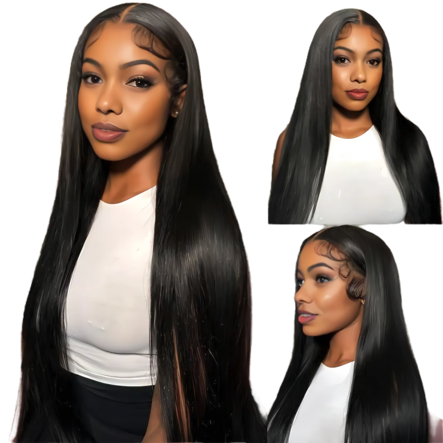 QualiCurls 180% Density Virgin Peruvian Straight Human Hair Wigs for Black Women Natural Color Straight 4x4 Lace Closure Wig