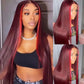 Burgundy 99J & Red Streaks Straight Human Hair Wigs Transparent 13*4 Lace Front Wig Regular price