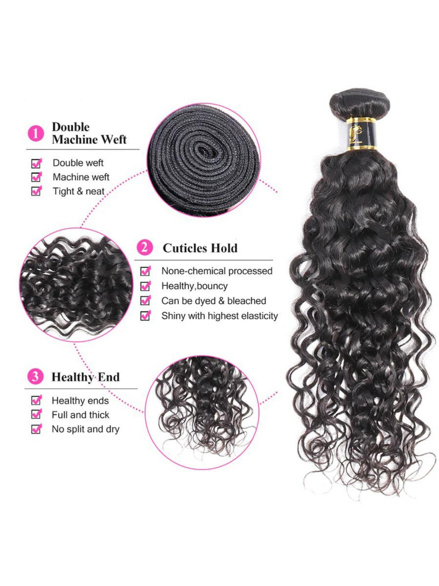 Water Curly Bundles With Closure 100% Human Hair 3 Bundles Hair