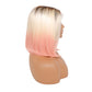 13x4x1 T-Part Lace Front Bob Wig Human Hair Wigs 150% Density Straight T1B/613/Pink Color Short Bob