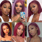 Burgundy Color Straight Human Hair Wig Pre-Plucked Hairline 99J 4x4 Lace Closure Bob Wig