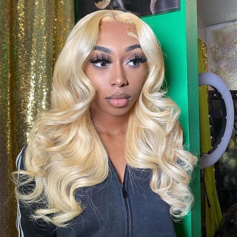 613 Blonde Color Body Wave Human Hair Wig 13x4 Transparent Lace Wig Regular price