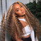 Highlight Color Water Curly Human Hair Lace Front Wig Piano Color Ombre Honey Blonde Human Hair 13x4 Lace Wig