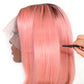 Lace Front Wigs Human hair T1B/Rose Pink Colored Short Bob Wig 13x4x1 T-Part Pre Plucked Middle Part 150% Density Wig for Women Regular price