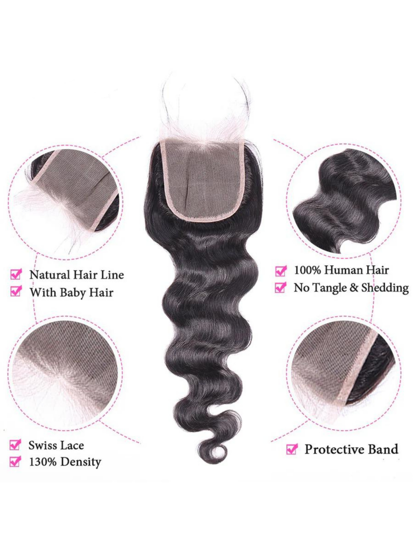 Human Hair Bundles With Closure 3 Bundles Body Wave Brazilian Hair With Swiss Lace Closure