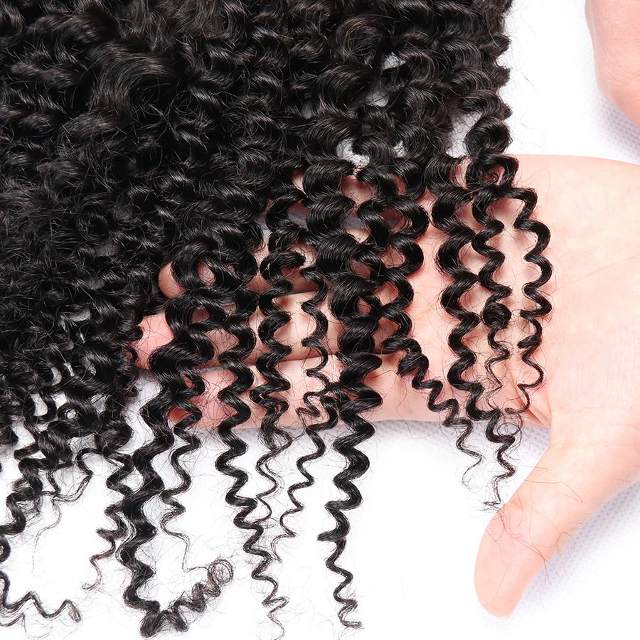 Brazilian Human Hair Ear To Ear 13x4 Kinky Curly Lace Frontal Free Part Pre Plucked Jerry Curly Closure with Baby Hair