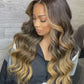 Honey Blonde Highlight P4/27 Color Body Wave 13x4 Front Lace Human Hair Wigs 150% Density